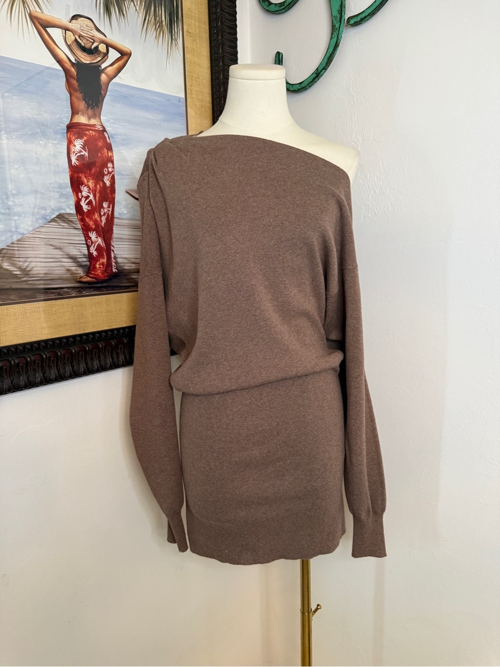 By Together One-Shoulder Mini Dress in Brown